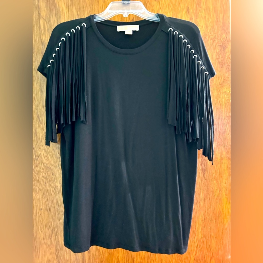 Michael Kors black fringe shirt size M